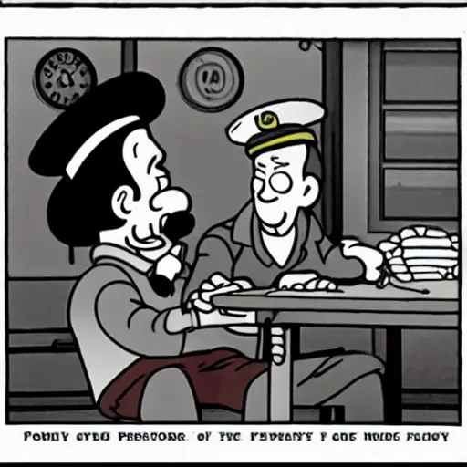 Image similar to popeye the sailor on an episode of seinfeld
