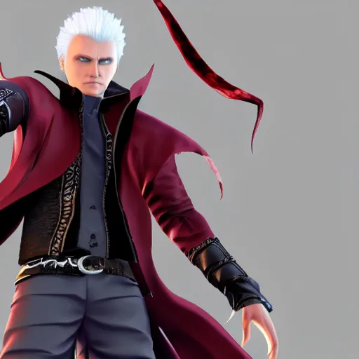 Prompt: Vergil from Devil may cry, 3d character model, white background, 3d render