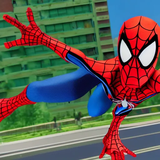 Image similar to a still of spider - man in toy story ( 1 9 9 5 ), 3 d render, 1 6 : 9