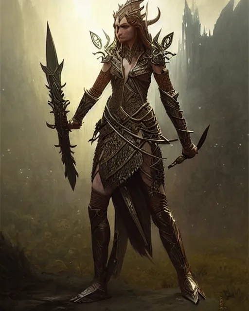 Image similar to a fierce warrior elven princess in full armor, fantasy character portrait, ultra realistic, concept art, intricate details, highly detailed by greg rutkowski, gaston bussiere, craig mullins, simon bisley