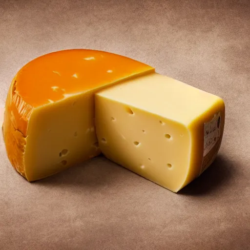 Image similar to an ultra - realistic photograph of a cheese in a middle of nothingness