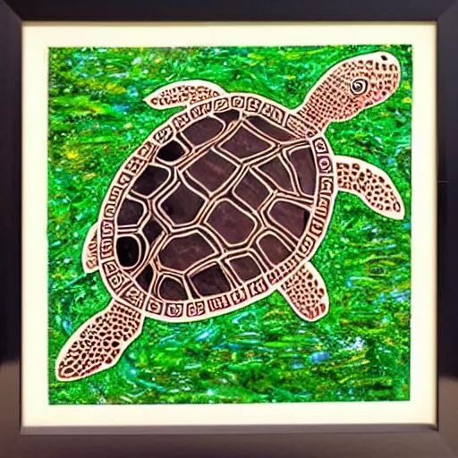 Prompt: turtle, maori art