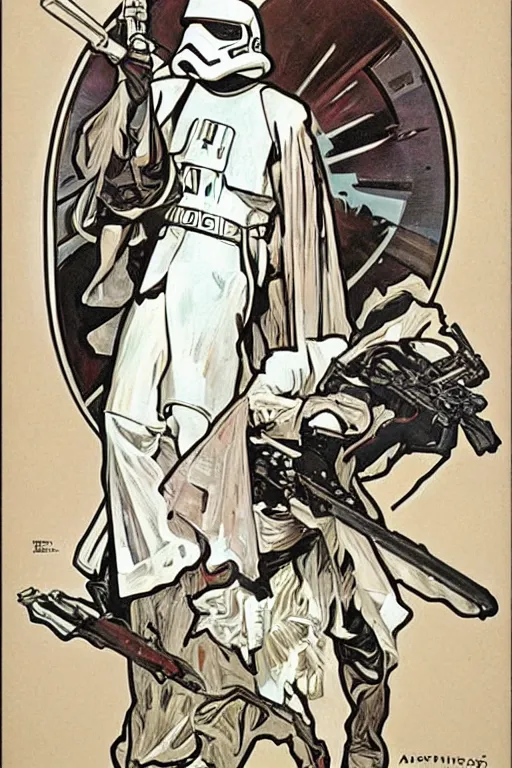 Image similar to storm trooper by alphonse mucha