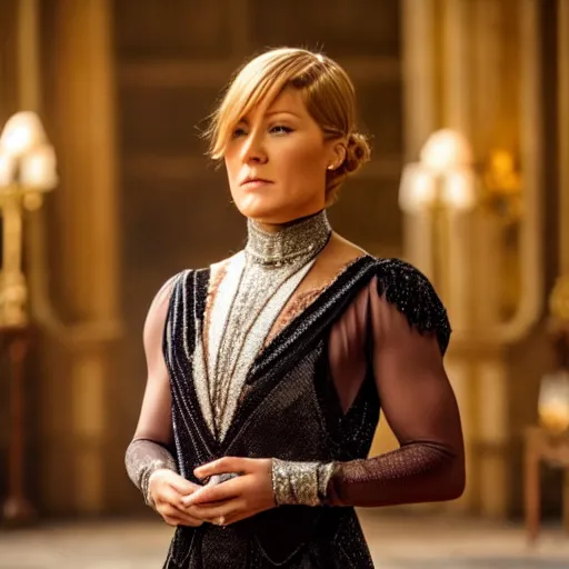 Image similar to Helene Fischer in downton Abbey, movie still, 8k, HD