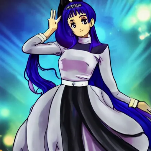 Image similar to Ariana Grande in Jojo’s Bizarre Adventure anime, JoJo anime art style