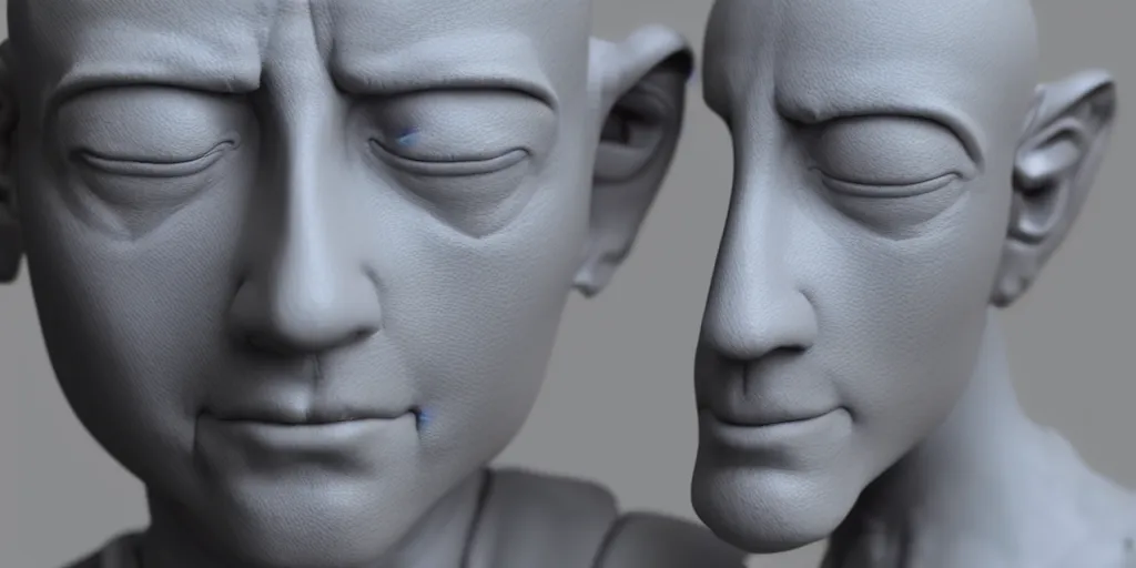 Image similar to hyper realistic 3 d render of a bust of meditating robotic body style monk in cyberpunk style, ultra realistic 8 k resolution.