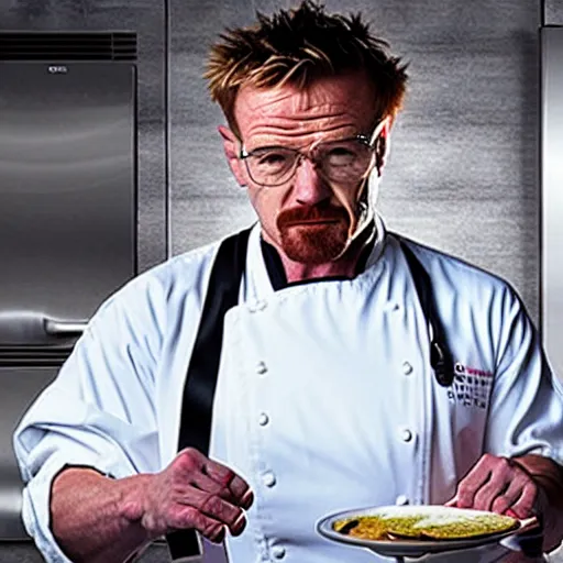 Prompt: Walter White as Chef Gordon Ramsey,