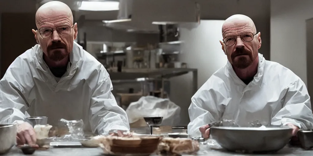 Prompt: walter white from breaking bad in avengers : endgame cooking meth, 8 k, highly realistic, hyperdetailed, cinematic canon lens