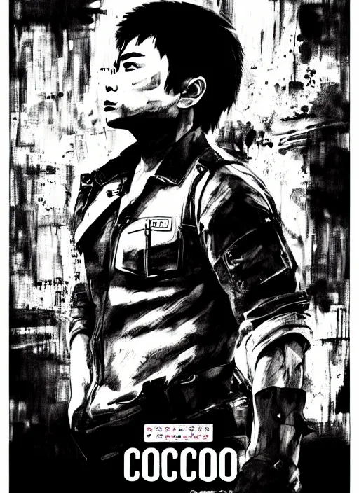 Prompt: coco martin from ang probinsyano in a poster shot, in the style of yoji shinkawa, ink on paper, gritty, dark hues