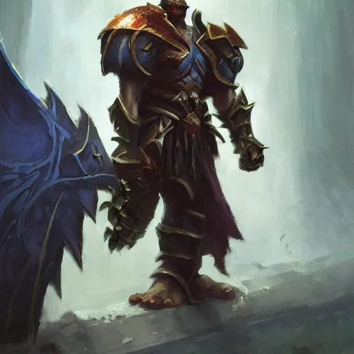 Image similar to blademaster from warcraft 3, oil painting, by greg rutkowski