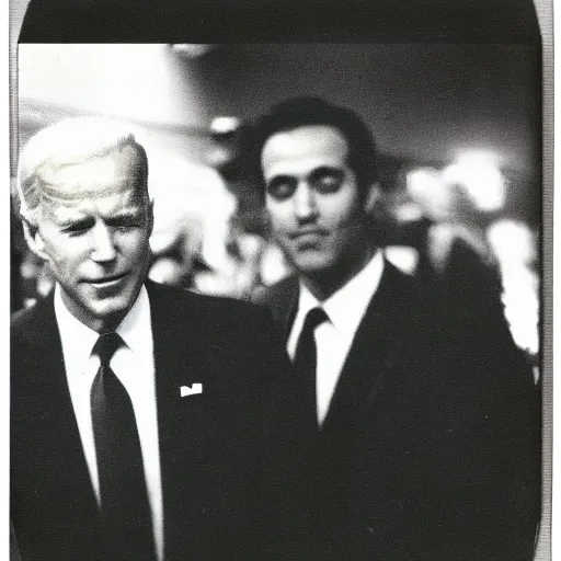 Image similar to polaroid image of joe biden chasing after a man.