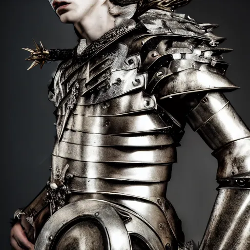 Prompt: a portrait of a beautiful young pagan male wearing an alexander mcqueen armor , photographed by andrew thomas huang, artistic