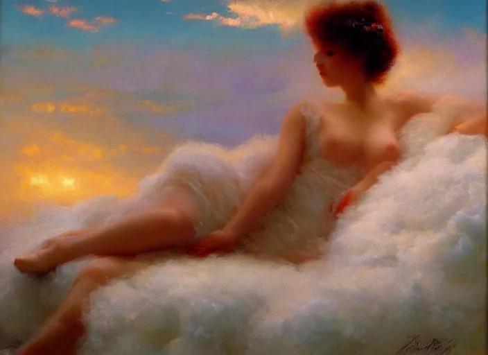 Prompt: little fluffy clouds in a cotton candy sky by alexander averin and delphin enjolras