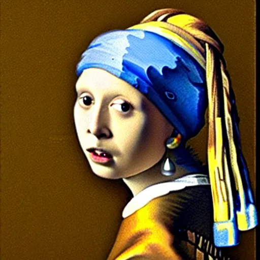 Image similar to chewbacca with a pearl earring, painting by vermeer
