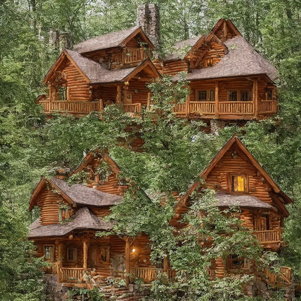 Image similar to a fairytale-style cabin or cottage