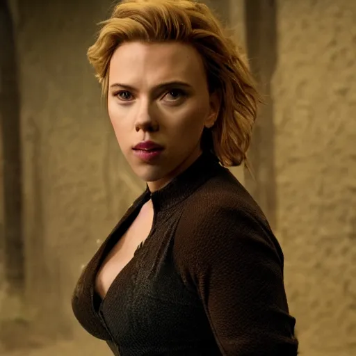 Image similar to Scarlett Johansson playing in the dnd film promotional shots directed by Rob Reiner