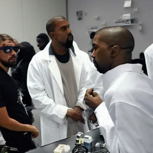 Image similar to Kanye West in the laboratory discovers a new element