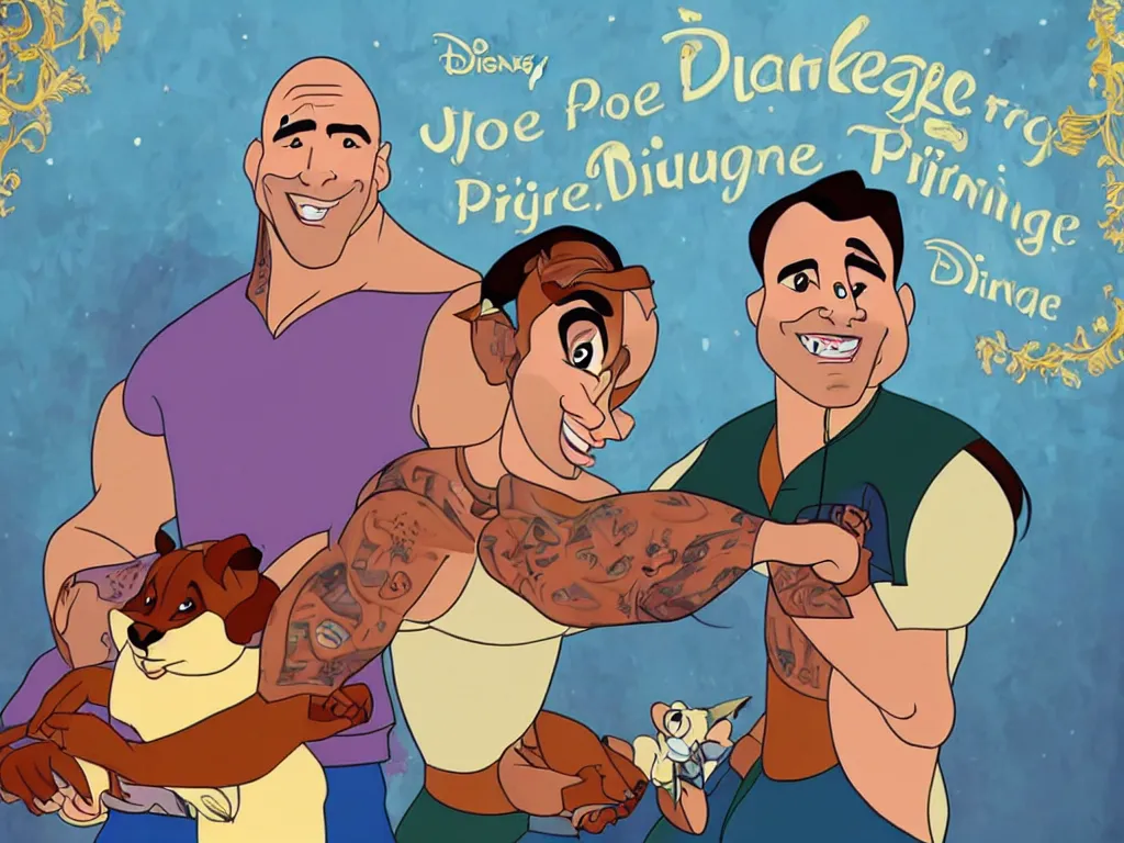 Prompt: Joe Rogan as a Disney princess in the style of Disney animation