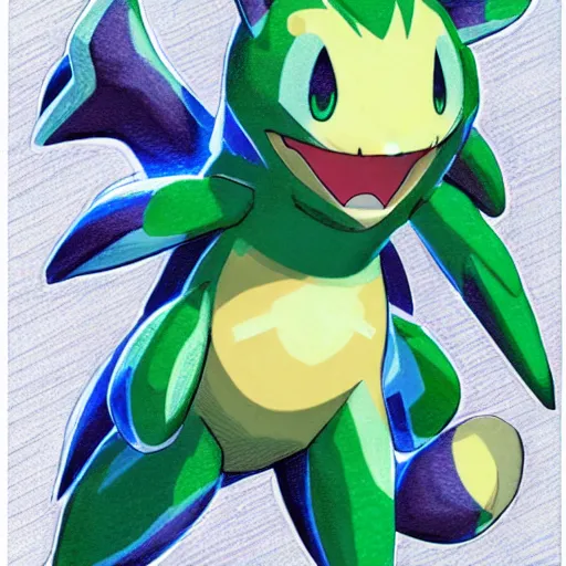 Image similar to portrait of one completely new, non - existing pokemon, new generation starter, very detailed, slick design, by ken sugimori