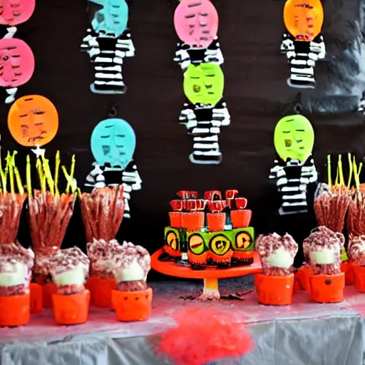 Image similar to photo of fun looking zombie birthday party