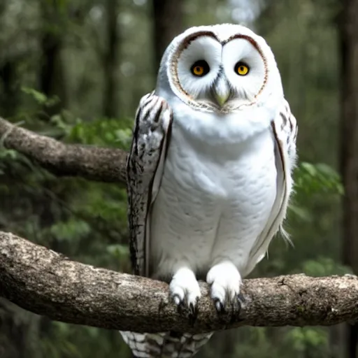 Image similar to a white owl in the woods