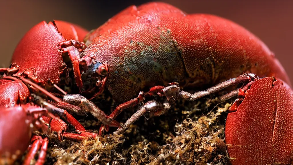 Prompt: macro photography creeping... is that a lobster or a zipper? i really can't tell.