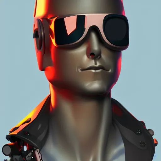 Image similar to cyberpunk robotic version of a tom cruise replica android, sharp lines, digital, artstation, colored in