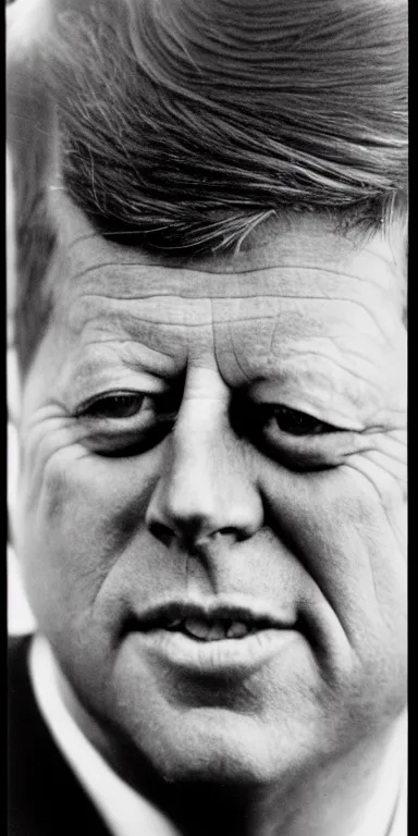 Prompt: a photograph of john f kennedy by chuck close