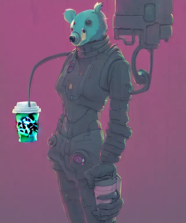 Image similar to a portrait of an anthropomorphic cyberpunk koala holding a starbucks, cyberpunk!, fantasy, elegant, digital painting, artstation, concept art, matte, sharp focus, illustration, art by josan gonzalez