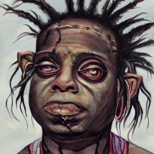 Image similar to lil wayne as an eldritch god, painted, high detail, sharp focus, 4 k