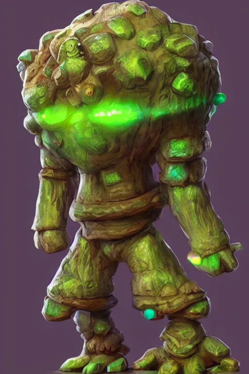 Image similar to zelda fantasy art giant golem troll wood rock greeble gemstone, global illumination ray tracing hdr fanart arstation by sung choi and eric pfeiffer and gabriel garza and casper konefal bastion forged hardmesh lisa frank zbrush central