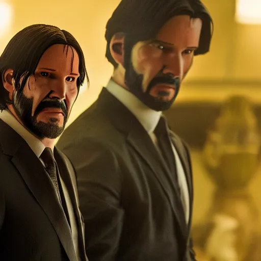 Image similar to john wick as a muppet. still photo. cinematic. dramatic lighting.