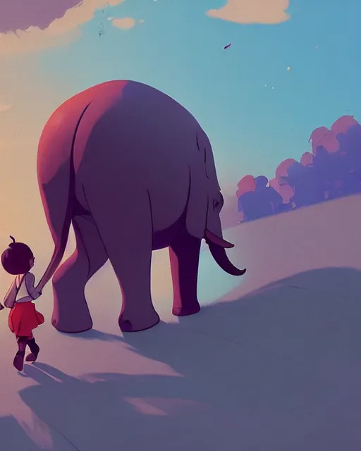 Prompt: an elephant with a house on his back walking though the streets of a beautiful town, cory loftis, james gilleard, atey ghailan, makoto shinkai, goro fujita, studio ghibli, rim light, exquisite lighting, clear focus, very coherent, plain background, soft painting