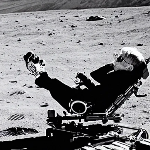 Prompt: stephen hawking on the moon