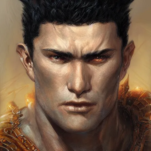 Image similar to Guts from Berserk, closeup fantasy character portrait art by Donato Giancola, Craig Mullins, digital art, trending on artstation