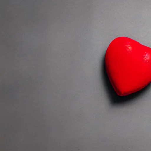 Image similar to 3d render of a badly formed red putty heart shape in the middle of a gray sheet of paper