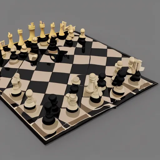Prompt: a art deco piece of chess,3d render