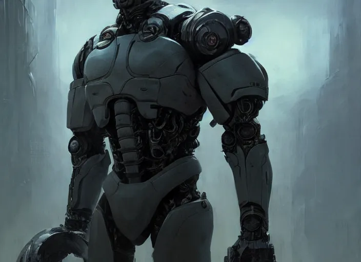 Image similar to will smith as victor stone, full body concept, cyborg, borg, strogg, face of a man, terminator, flesh, quake strogg, doom demon, wolfenstein, monstrous, powerful, symmetry, symmetrical, concept art by ruan jia and greg rutkowski