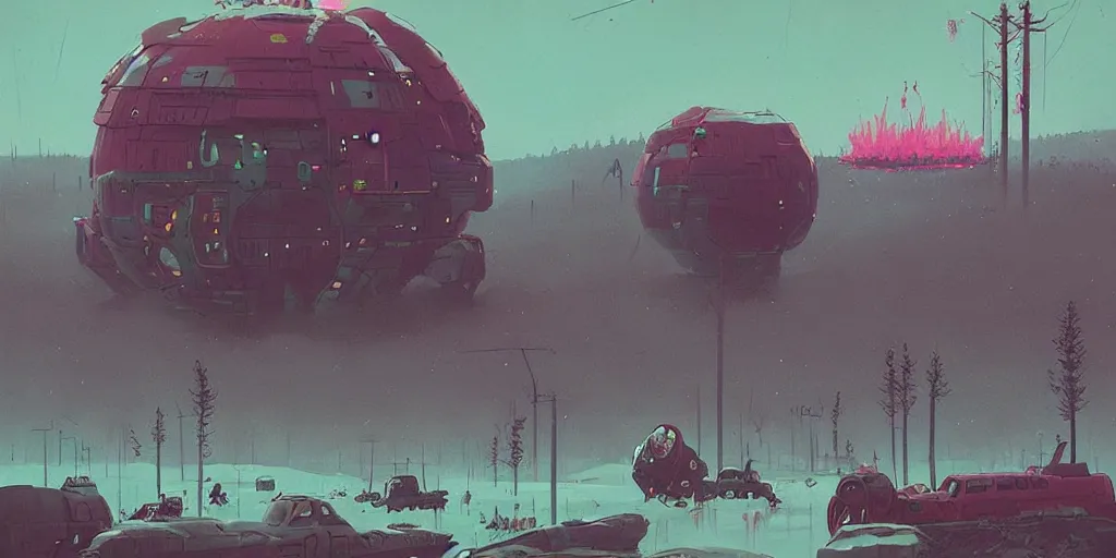 Image similar to the destroyer of worlds, art by simon stalenhag