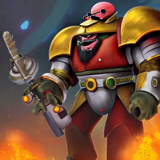 Image similar to dr robotnik in warhammer 4 0 k. trending on artstation