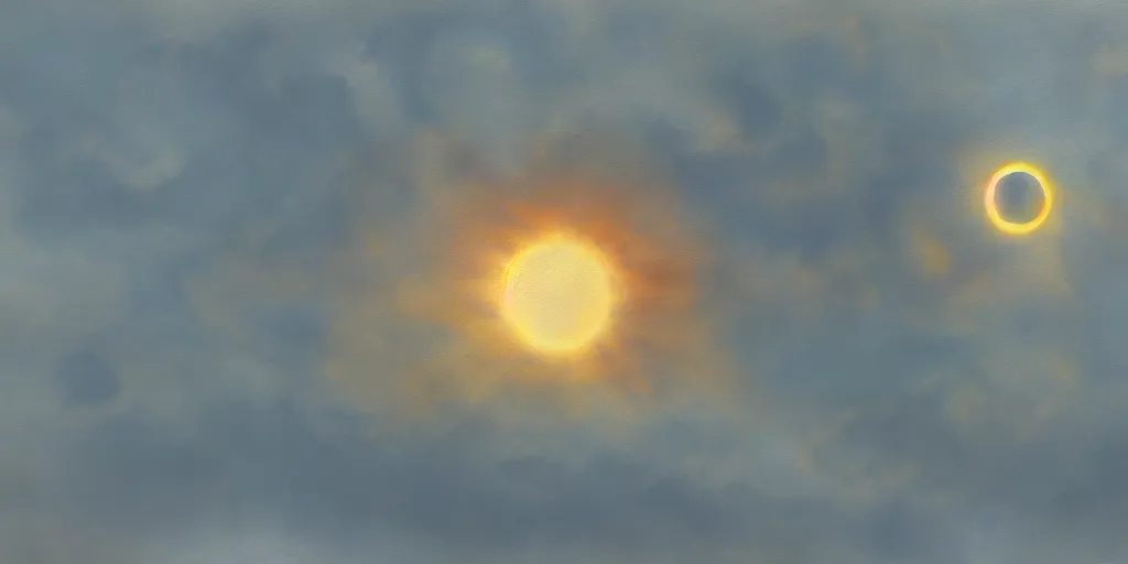 Image similar to impressionist painting of solar eclipse, dramatic light, digital painting