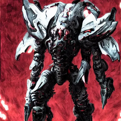 Image similar to doom slayer, painted by tsutomu nihei, painted by stanley lau