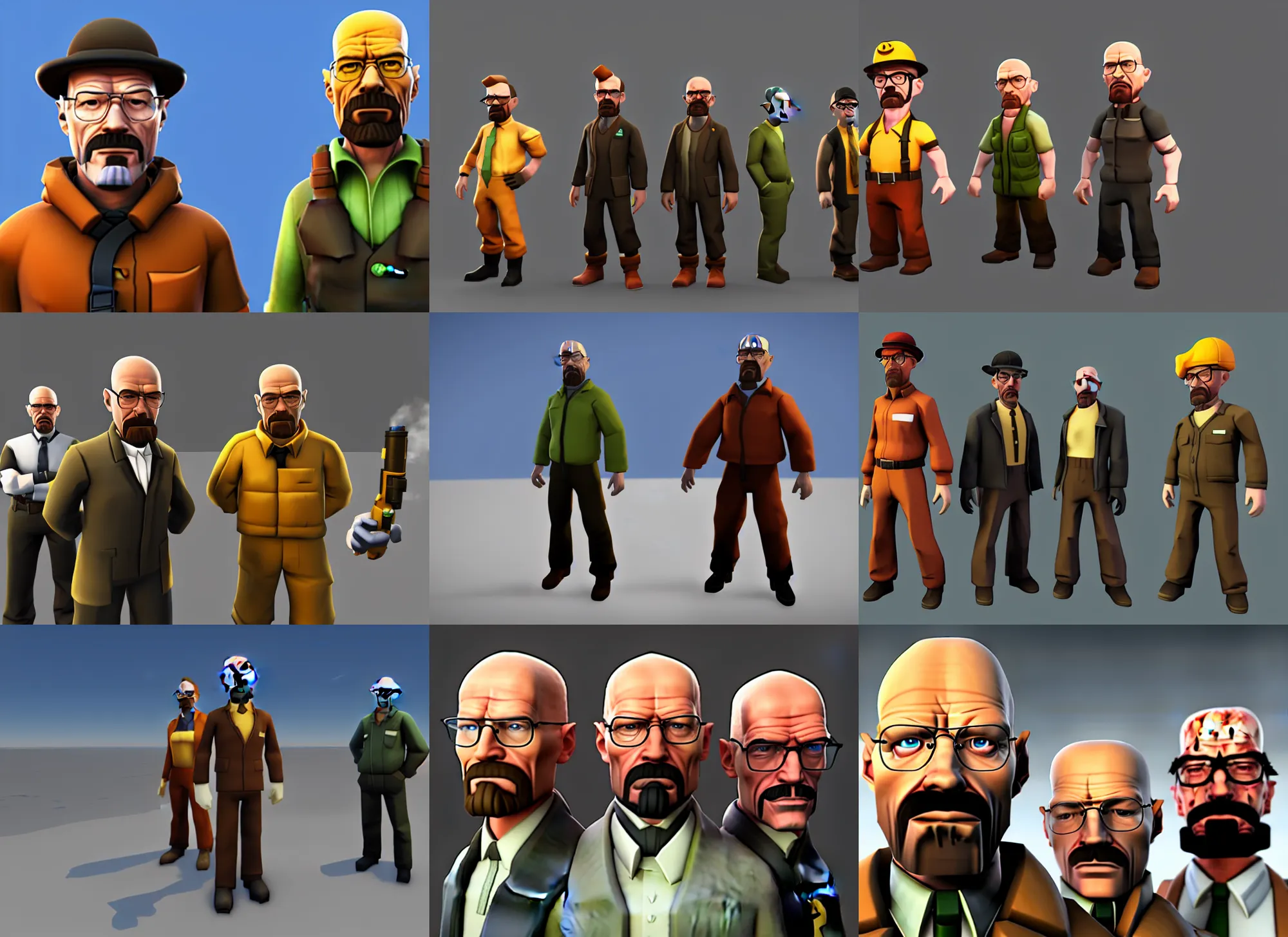 Prompt: team fortress 2 walter white model, rendered in sfm, steam workshop