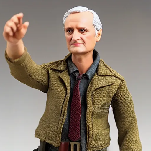 Prompt: 5 inch figure of alan alda as hawkeye from mash, toy, realistic, studio lighting