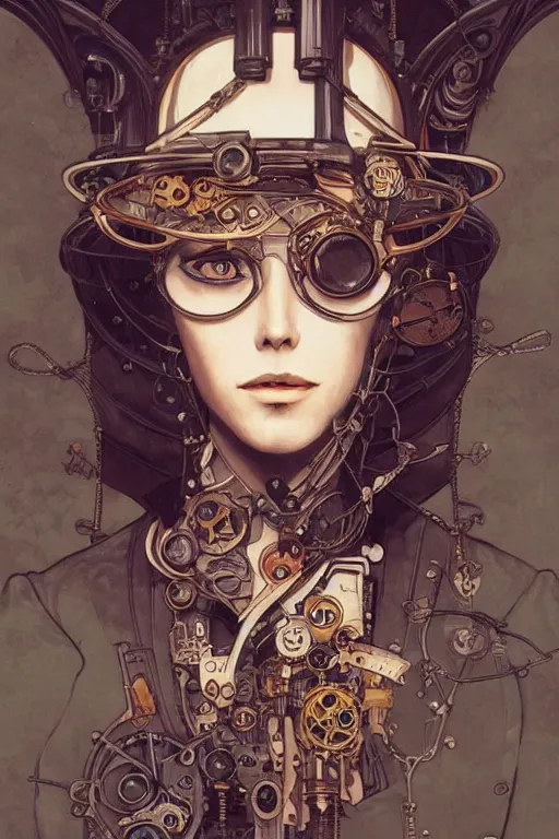 Image similar to a portrait of evil steampunk lady scientist, artstation, illustration by silvio camboni, yoshitaka amano, katsuhiro otomo, victo ngai, james gurney, brom, jeffrey jones, steampunk concept art, alphonse mucha