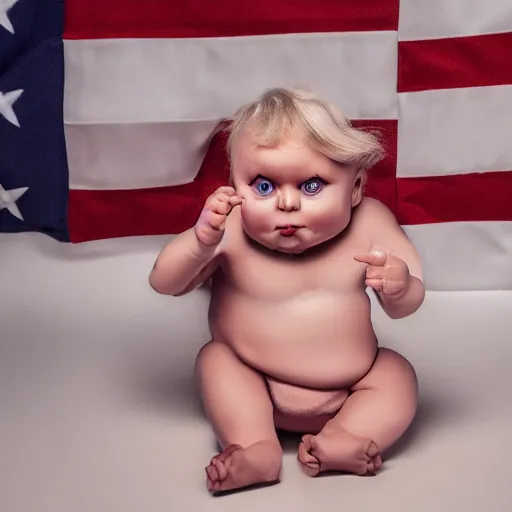 Prompt: Donald Trump in diapers, digital art, XF IQ4, 150MP, 50mm, F1.4, ISO 200, 1/160s, natural light, Adobe Lightroom, photolab, Affinity Photo, PhotoDirector 365