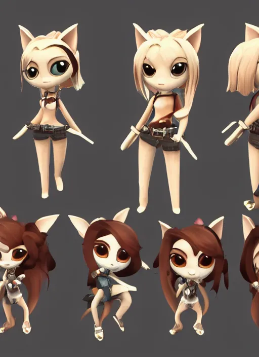 Image similar to female furry mini cute style, highly detailed, rendered, ray - tracing, cgi animated, 3 d demo reel avatar, style of maple story and zootopia, maple story gun girl, fox from league of legends chibi, soft shade, soft lighting