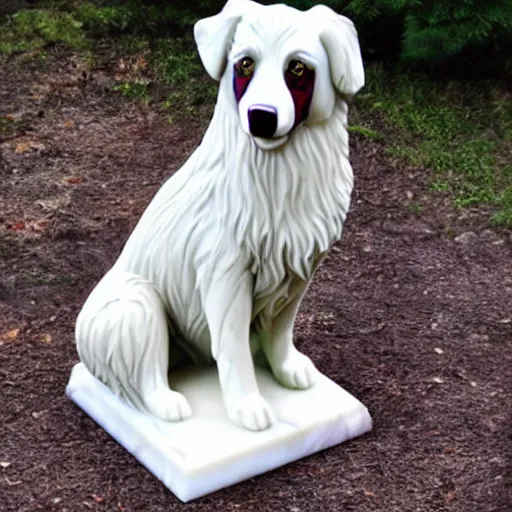 Prompt: photo of marble statue of an australian shepherd