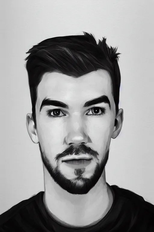 Image similar to Sean McLoughlin, Jacksepticeye, Irish Youtuber, solo portrait, gigachad, grayscale 🎨🖌️