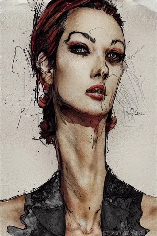 Image similar to portrait fashion model artwork by enki bilal